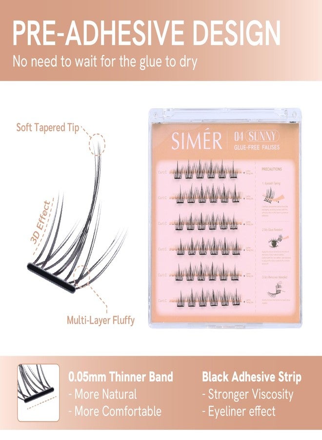 SIMER Self Adhesive Lash Clusters Press On Lashes Natural Eyelash Clusters 9-12mm C Curl Pre-Glued Cluster Lashes No Glue Needed Reusable Wispy DIY Eyelash Extension - Sunflower - Image 3